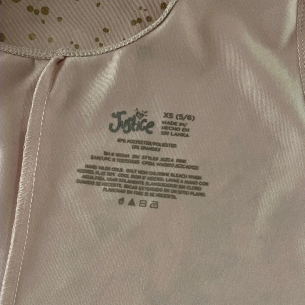 Justice Girls Pink and Gold Dance and Gymnastics Leotard Biketard XS (5/6)
